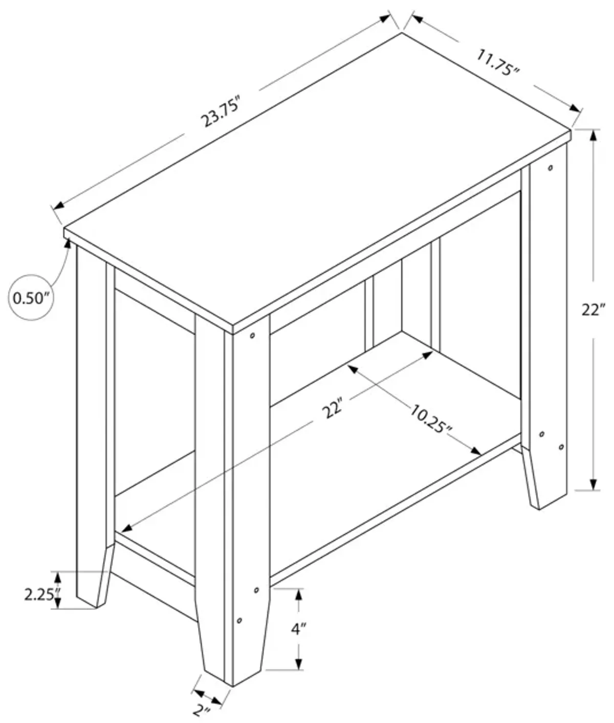 Monarch Specialties I 3380 Accent Table, Side, End, Nightstand, Lamp, Living Room, Bedroom, Laminate, Grey, Contemporary, Modern