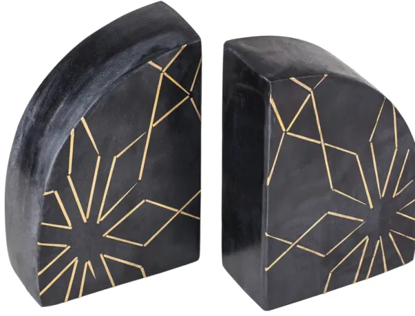Enchant Black Marble Bookends, Set of 2