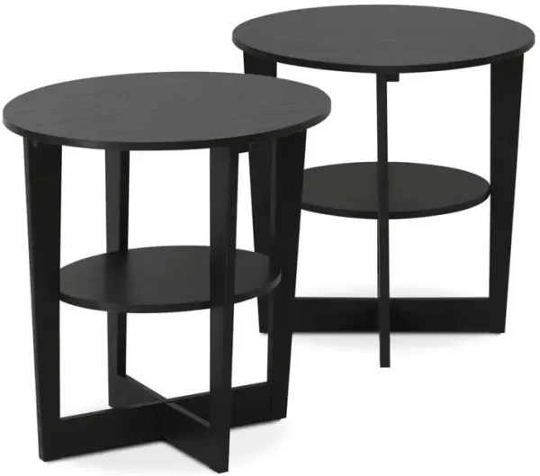 Round End Table, Set of Two, Walnut