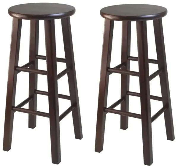 Pacey 2-Pc 29" Bar Stool Set Antique Walnut