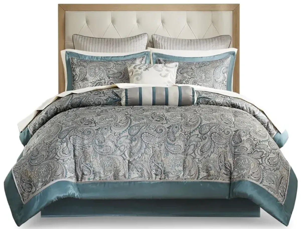 Gracie Mills Thornton Supreme Comfort: 12-Piece Comforter Ensemble with Cotton Bed Sheets