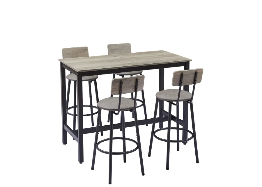 Merax Bar Table with 4 Bar Stools Retro Dining Set