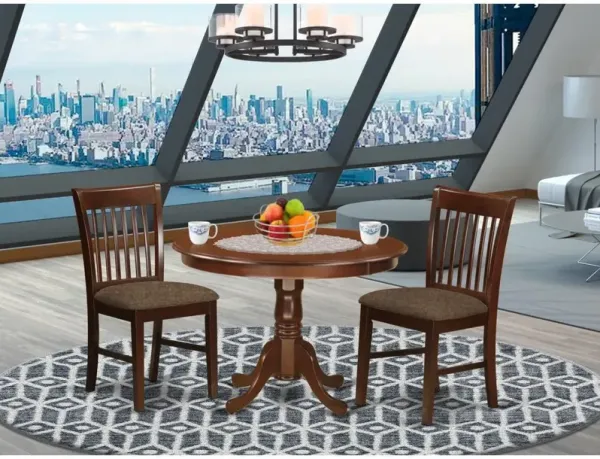 3 Pc set with a Kitchen Table and 2 Dinette Chairs in Mahogany