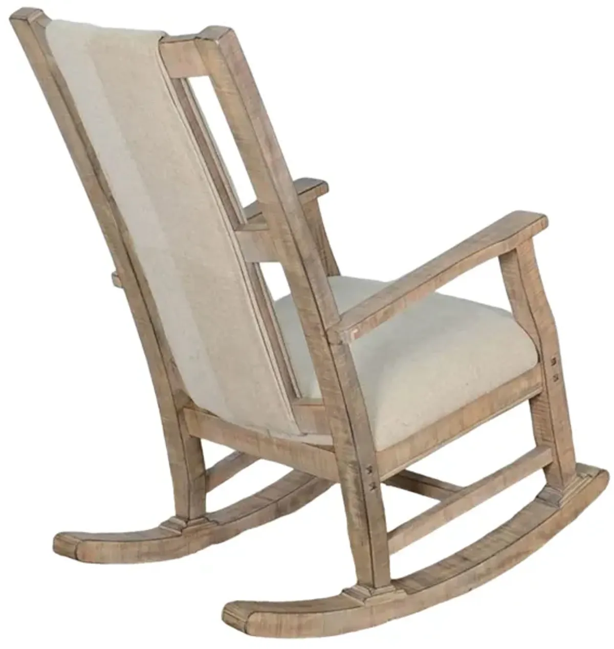 Rena Rocking Chair, Cushion Seat and Back, Brown Mahogany Mindy Wood - Benzara