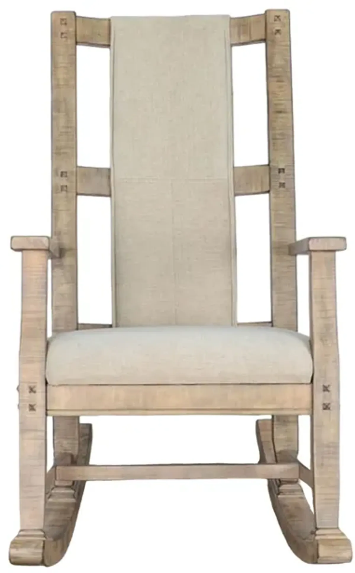 Rena Rocking Chair, Cushion Seat and Back, Brown Mahogany Mindy Wood - Benzara