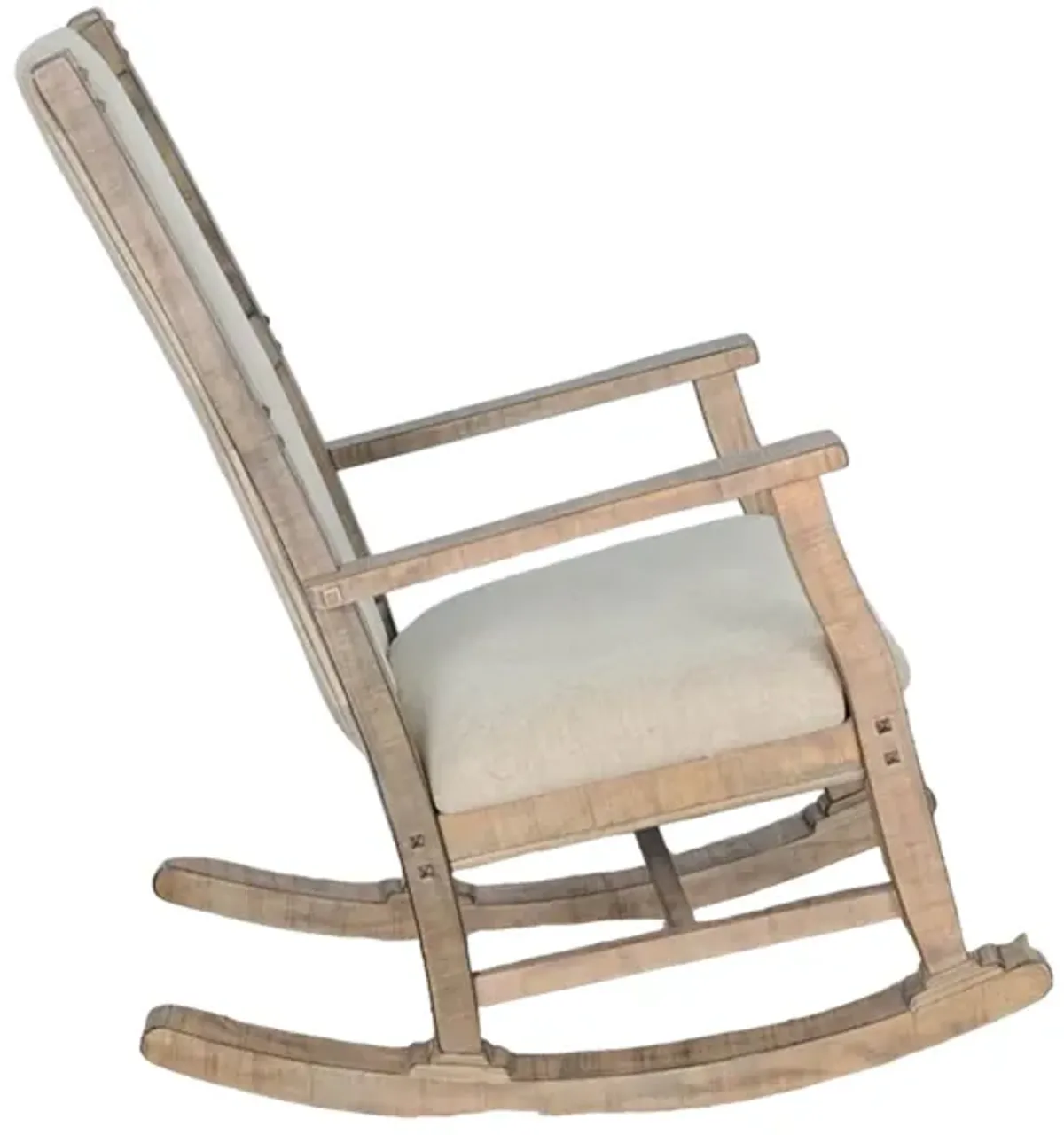 Rena Rocking Chair, Cushion Seat and Back, Brown Mahogany Mindy Wood - Benzara