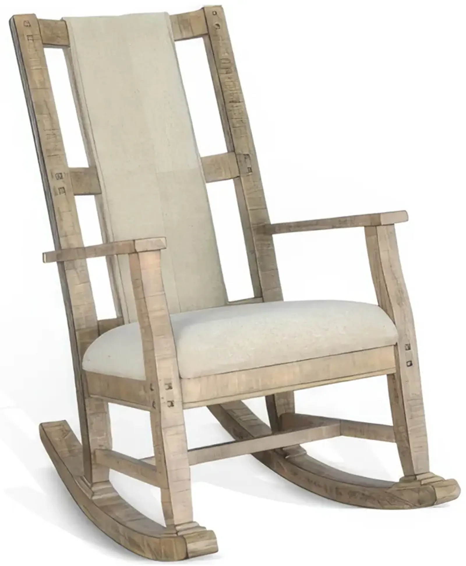 Rena Rocking Chair, Cushion Seat and Back, Brown Mahogany Mindy Wood - Benzara