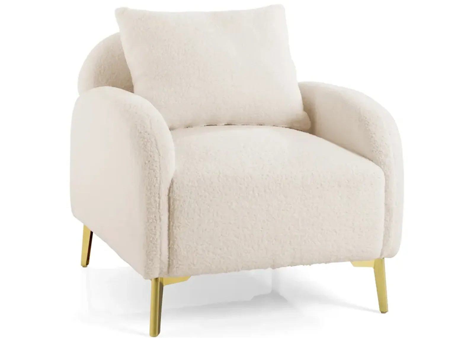 Modern Upholstered Accent Chair with Removable Pillow and Soft Padded Seat-White