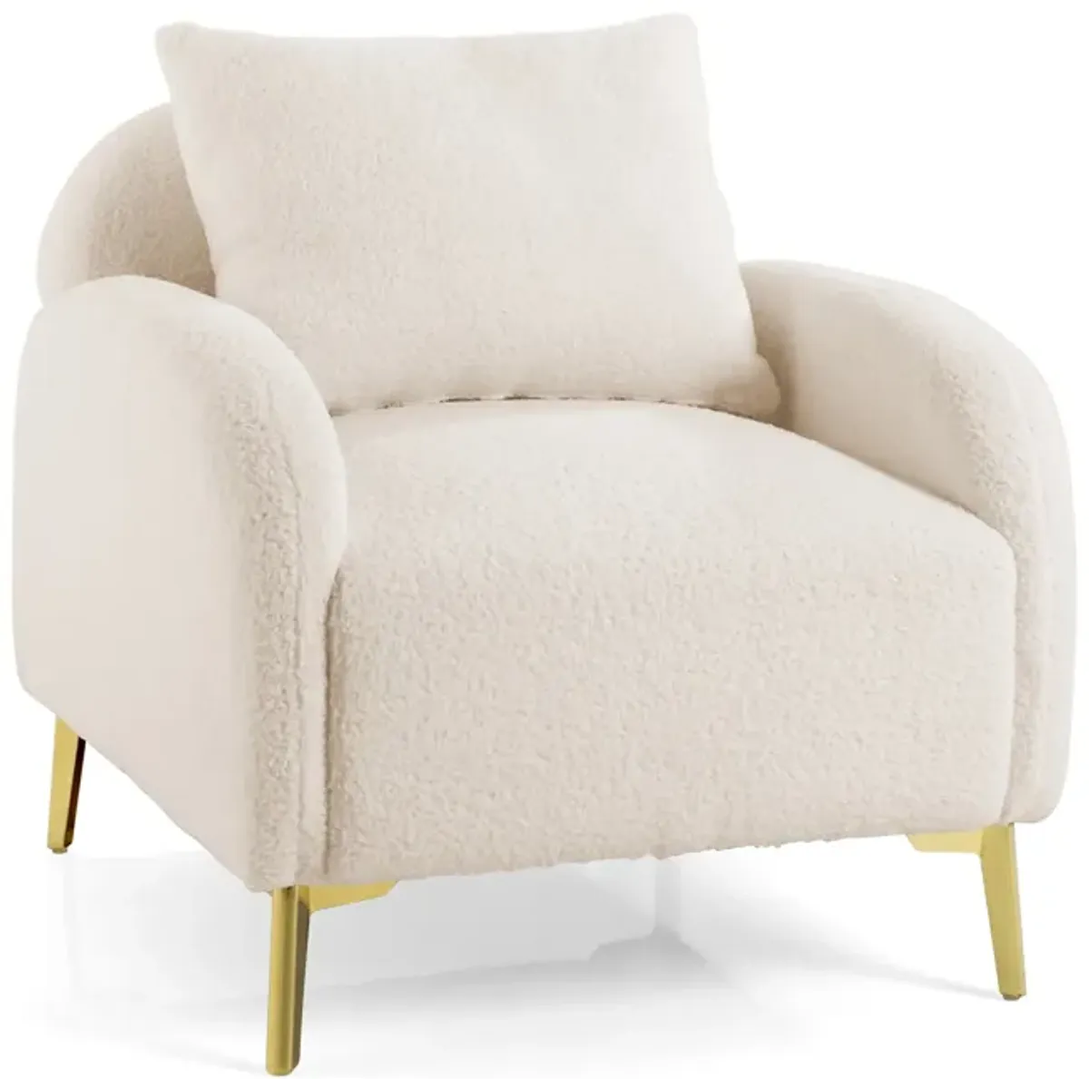 Modern Upholstered Accent Chair with Removable Pillow and Soft Padded Seat-White