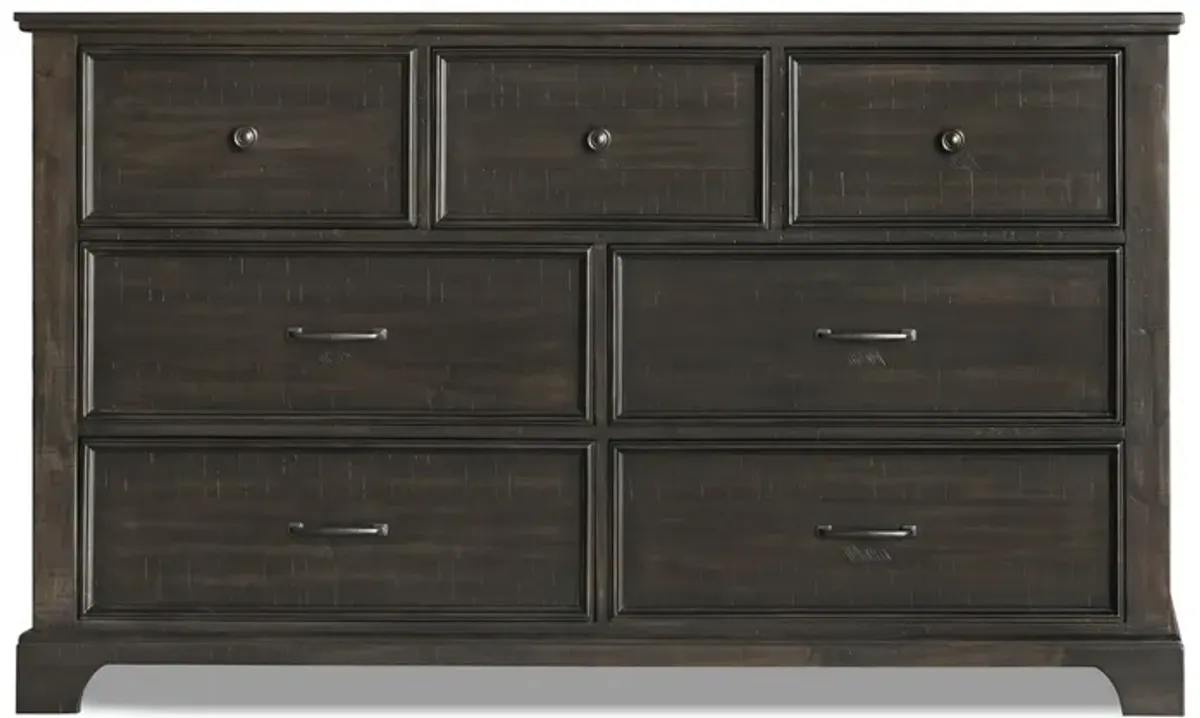 Benjara Brown Annu 68 Inch Wide Dresser, 7 Drawers, Felt and Cedar Lining, Walnut