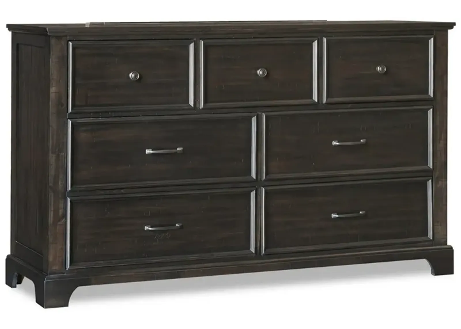 Benjara Brown Annu 68 Inch Wide Dresser, 7 Drawers, Felt and Cedar Lining, Walnut