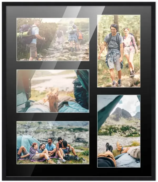 12x14 Wood Collage Frame with a Black Mat for 4x6 Pictures