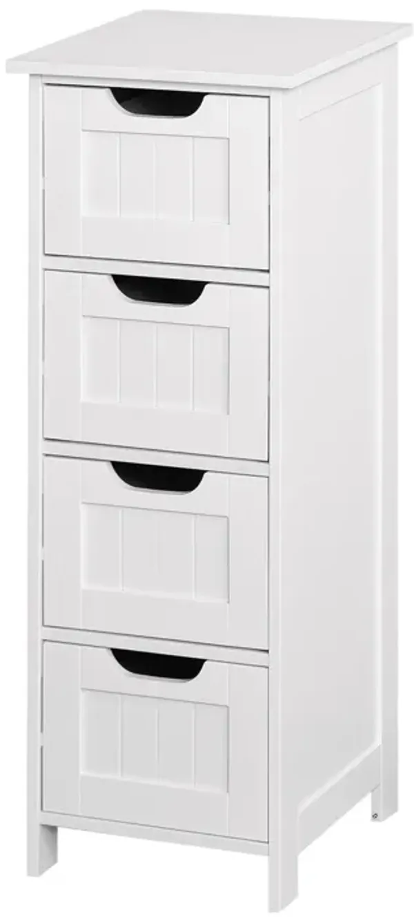 White Bathroom Storage Cabinet, Freestanding Cabinet with Drawers