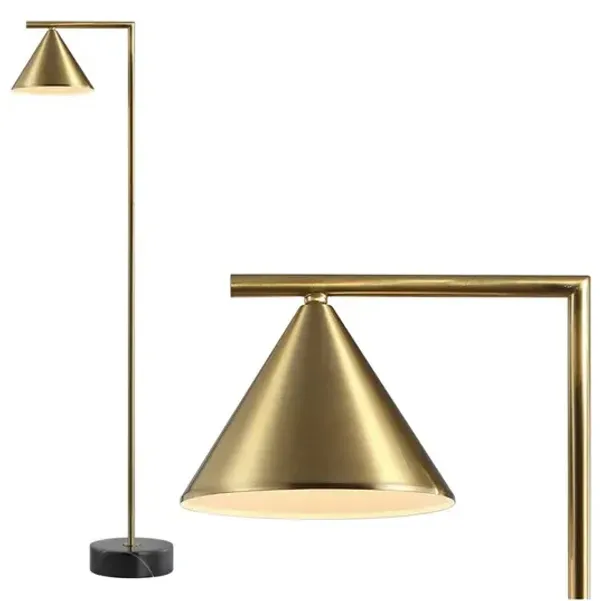 Chelsea Metal/Marble Cone Shade LED Floor Lamp