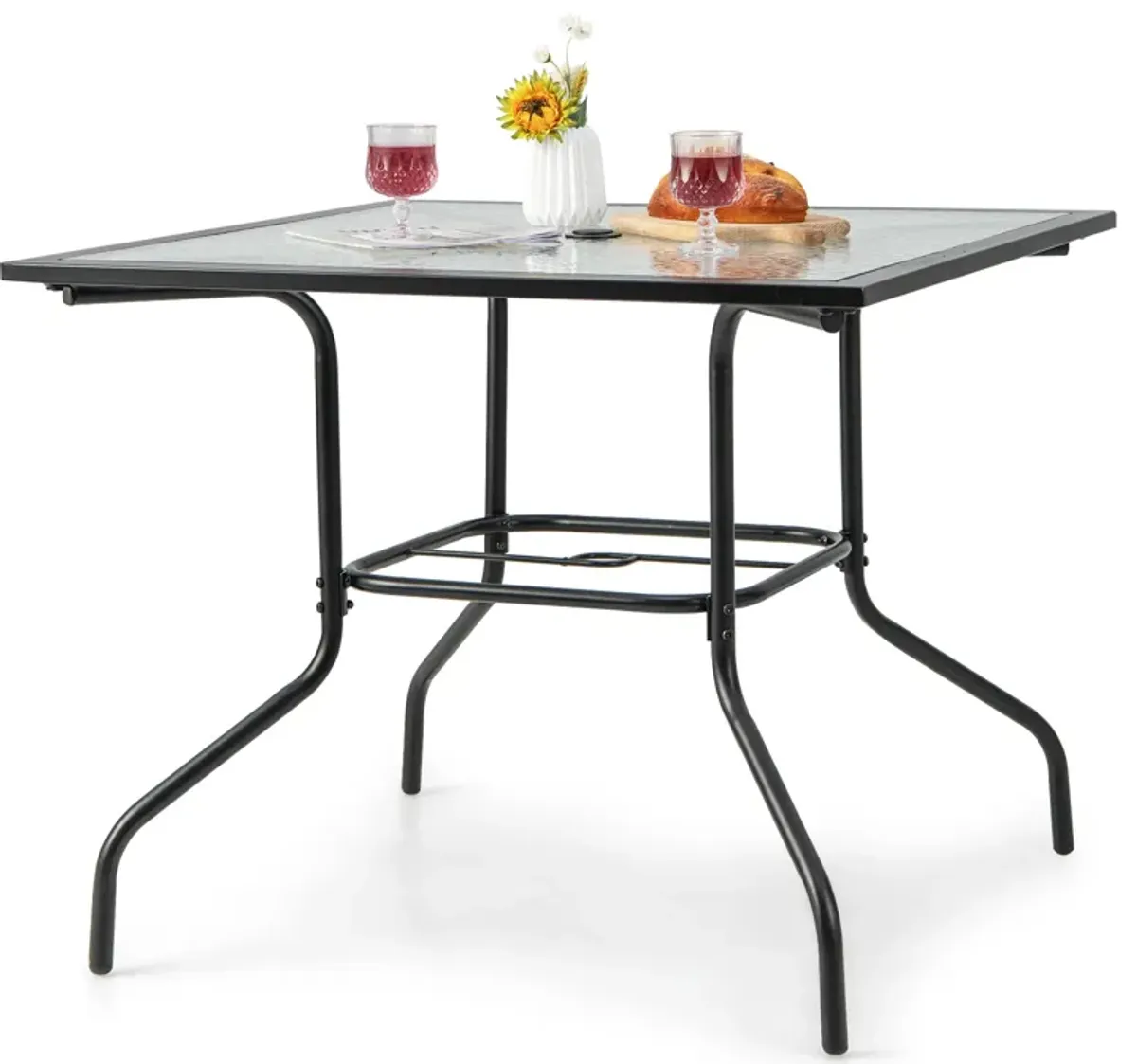 35 x 35 Inch Patio Dining Table with 1.5" Umbrella Hole