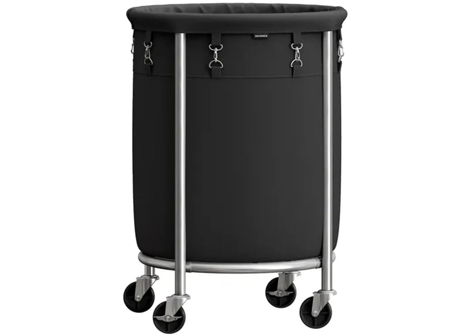 Laundry Basket with Wheels and Removable Bag, Steel Frame, 4 Casters and 2 Brakes