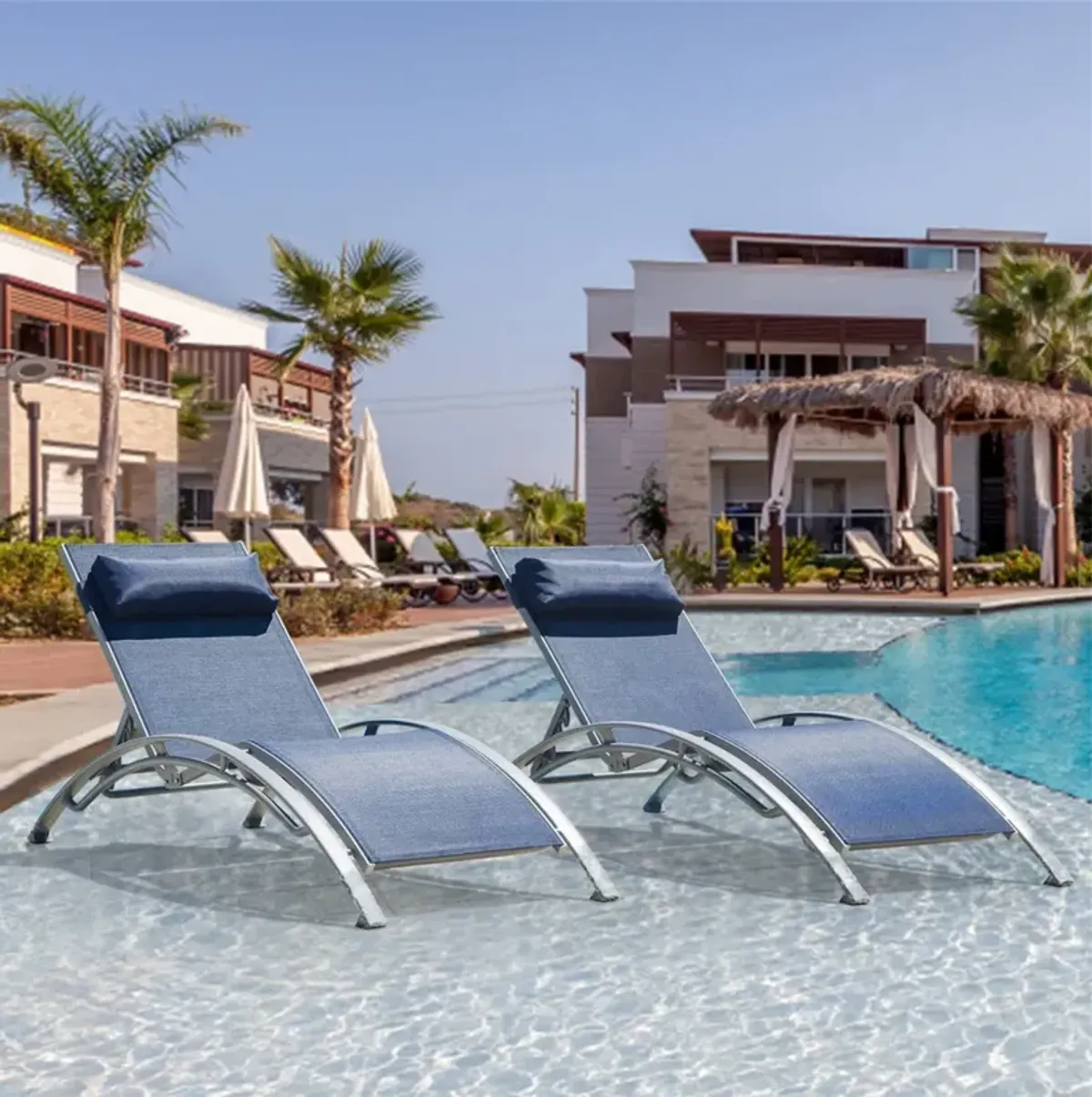 Streamdale Blue Outdoor Chaise Lounge Set - 2 Chairs