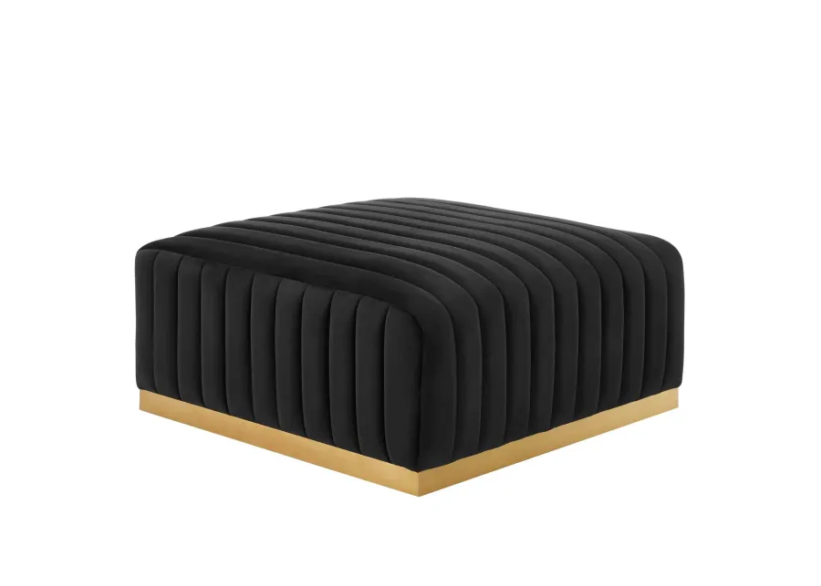 Conjure Channel Tufted Performance Velvet Ottoman