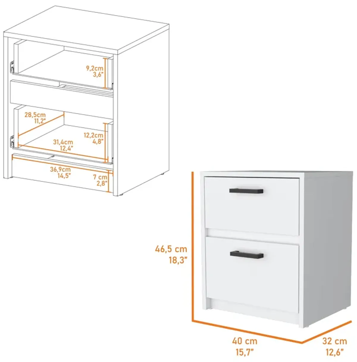 Myrtle 2 Drawers Nightstand