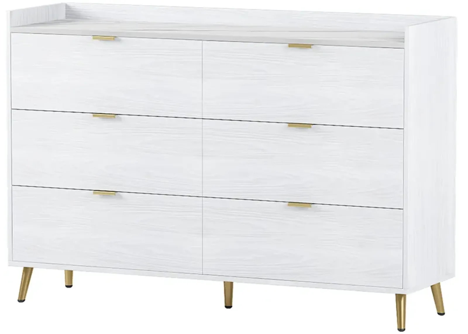 6-drawer marble top dresser, modern white cabinet