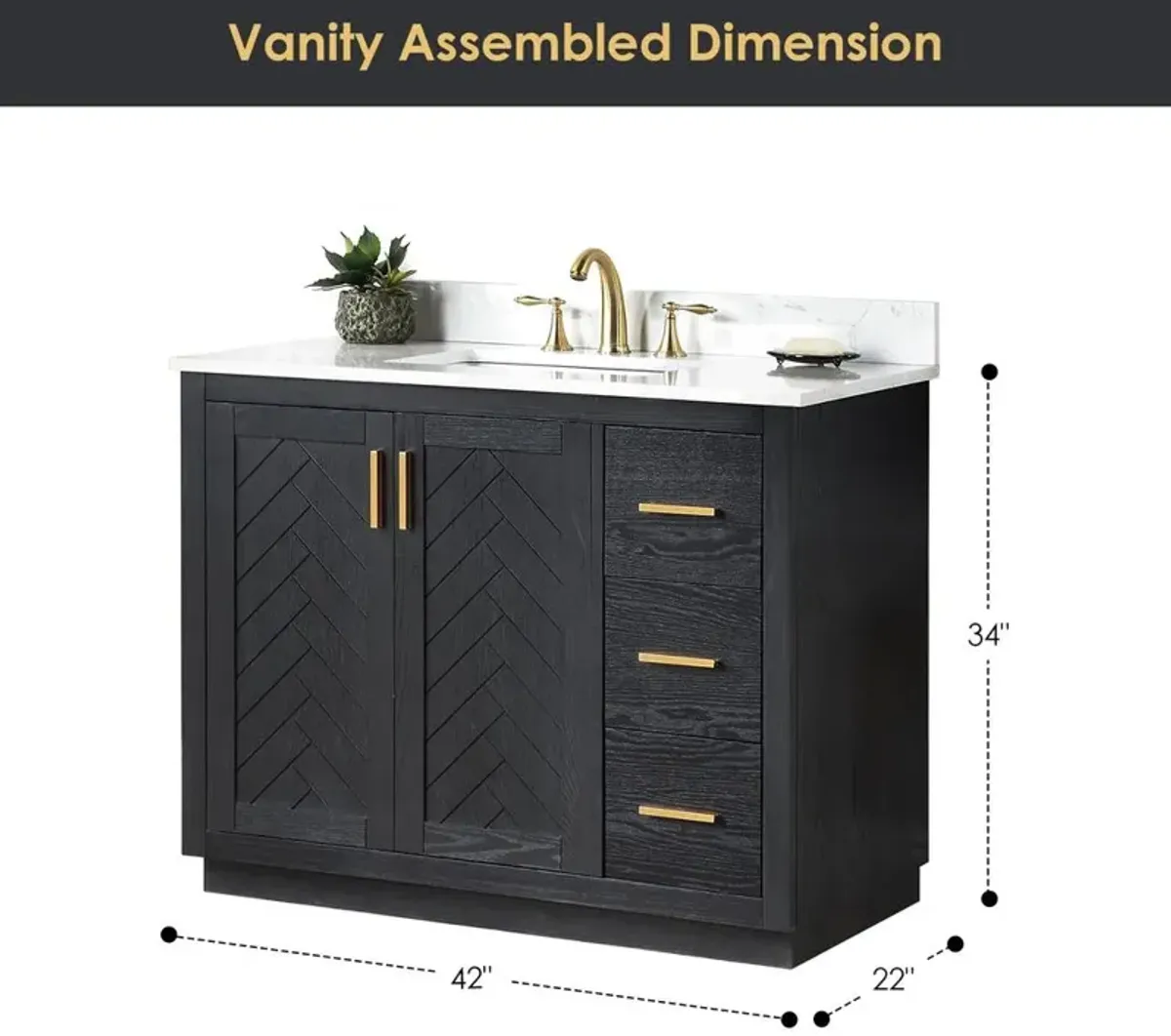 Altair 42 Single Bathroom Vanity Set in Black Oak without Mirror