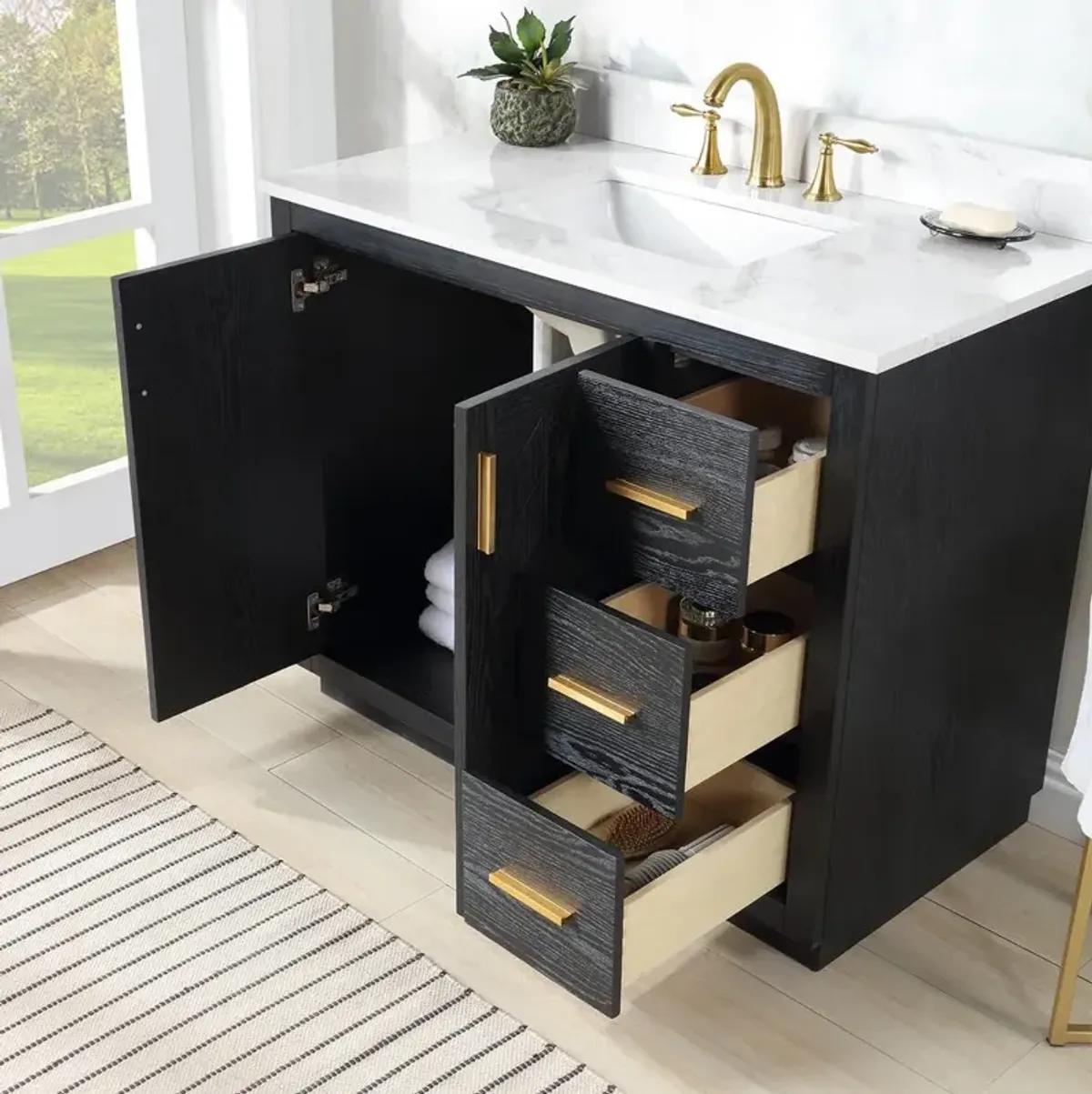 Altair 42 Single Bathroom Vanity Set in Black Oak without Mirror