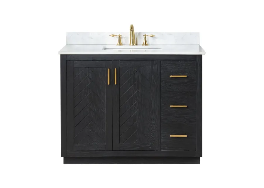 Altair 42 Single Bathroom Vanity Set in Black Oak without Mirror