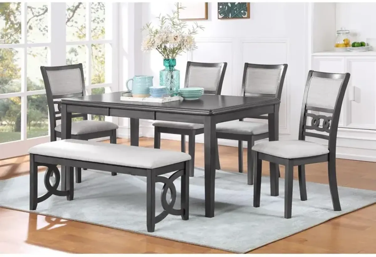 New Classic Furniture Gia 6 Pc Dining Table, 4 Chairs & Bench -Gray