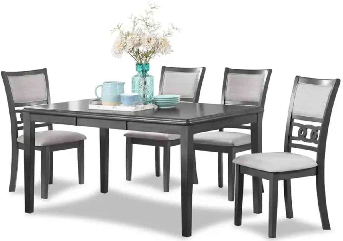 New Classic Furniture Gia 6 Pc Dining Table, 4 Chairs & Bench -Gray