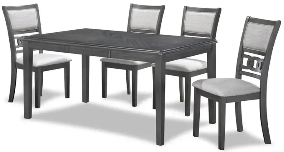 New Classic Furniture Gia 6 Pc Dining Table, 4 Chairs & Bench -Gray