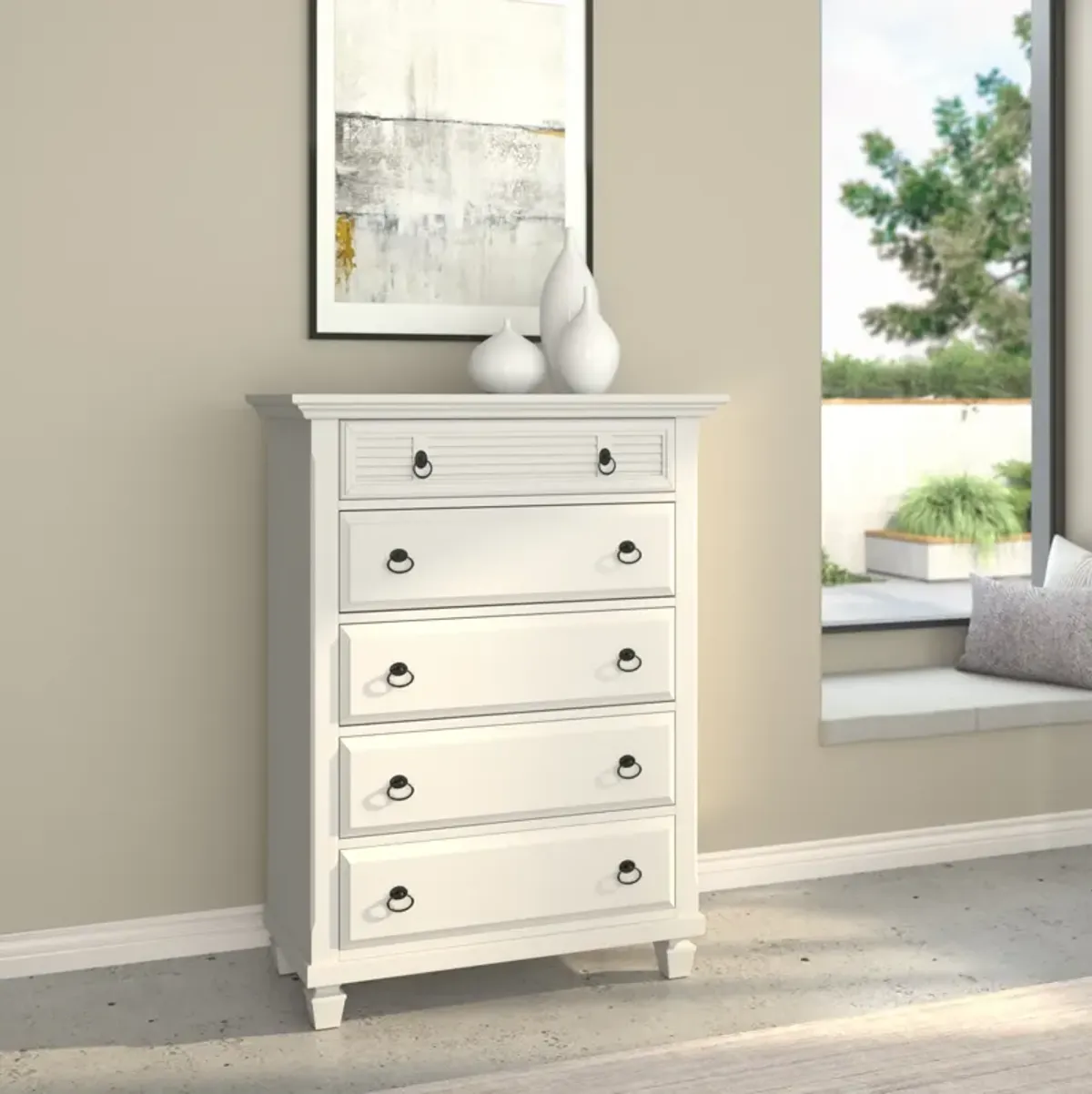 Winchester 5 Drawer Chest, White