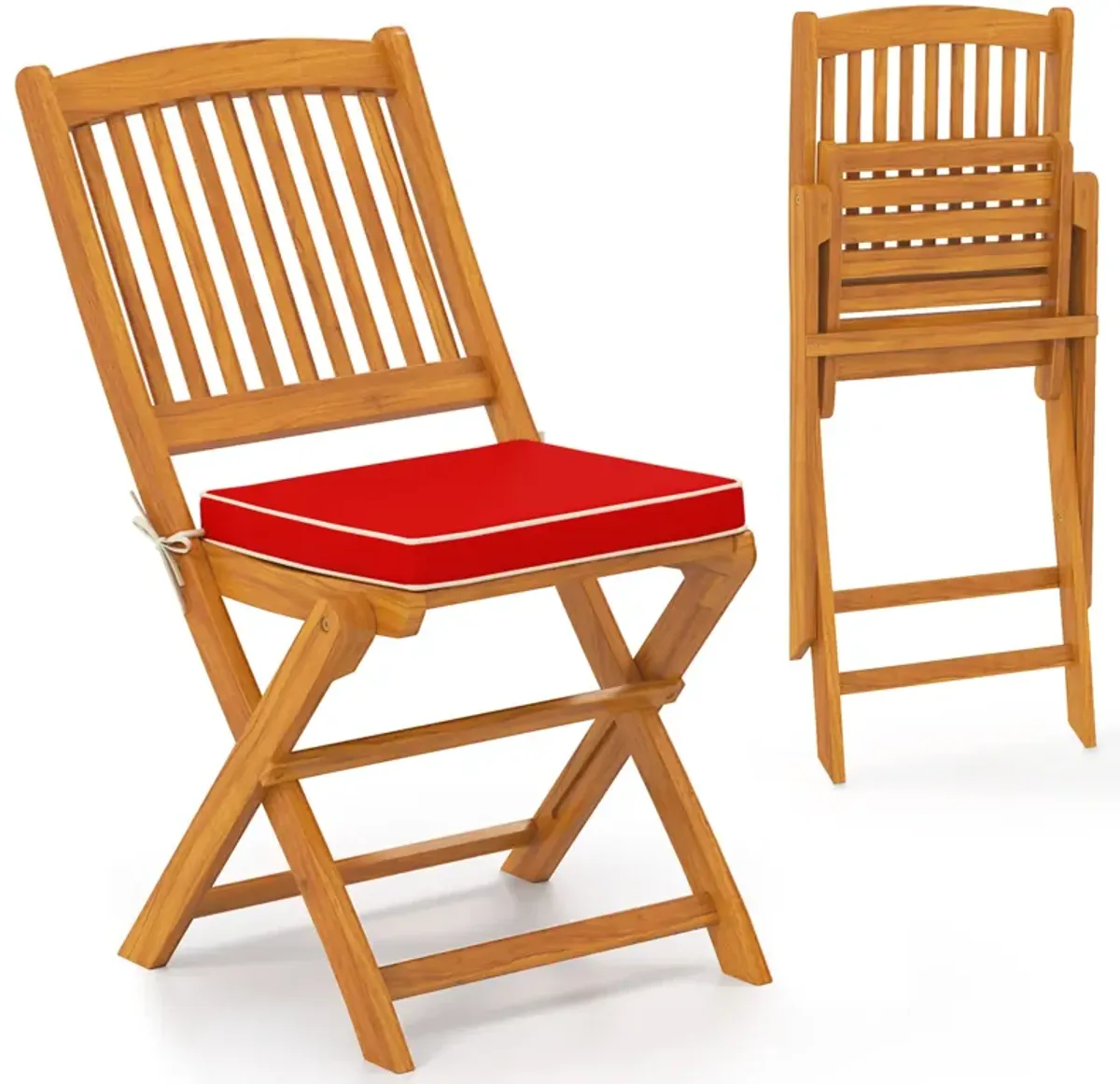 Outdoor Folding Chairs with Seat Cushions Set of 2