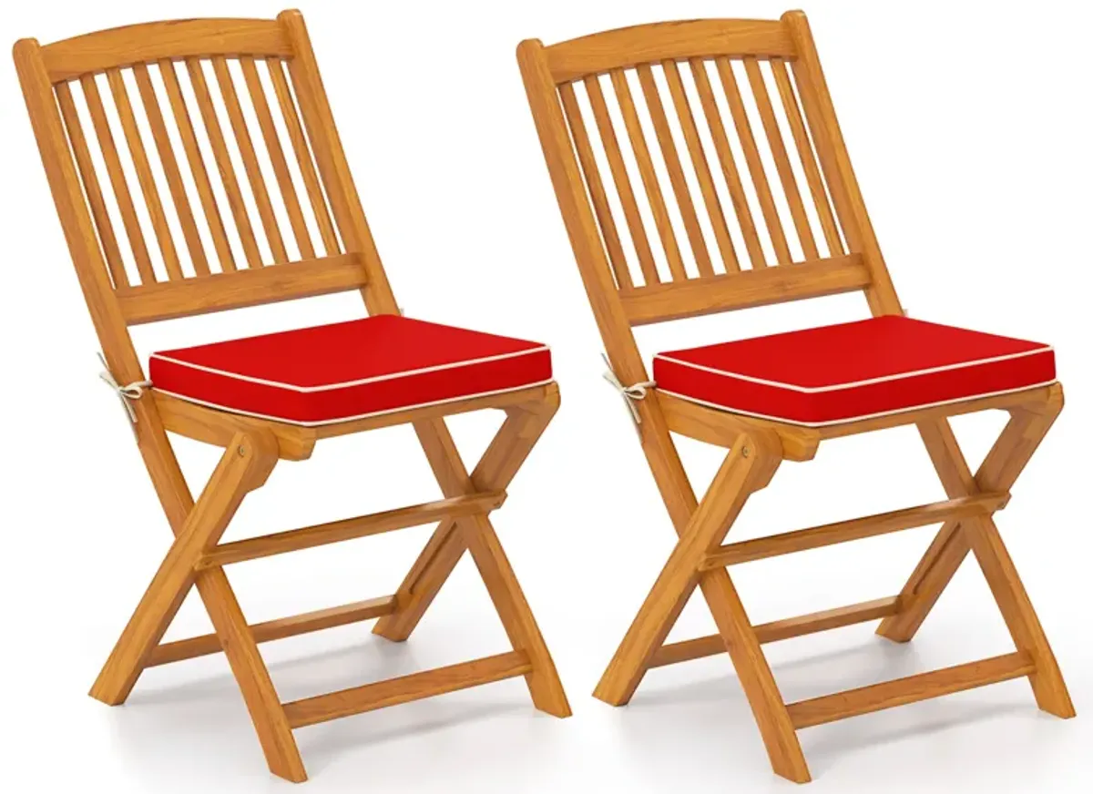 Outdoor Folding Chairs with Seat Cushions Set of 2