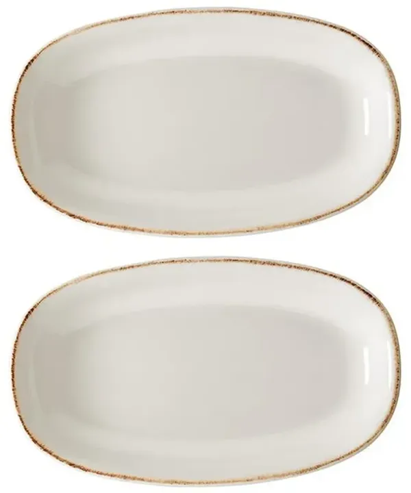 Retro 6" x 3.5" x h:0.75" Oval Decorated Porcelain Platter (Set of 2)