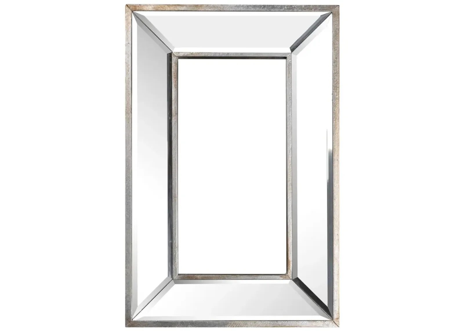 Toby 12 x 18 Inch Wall Mount Accent Mirror, Antique Silver Wood Frame-Benzara