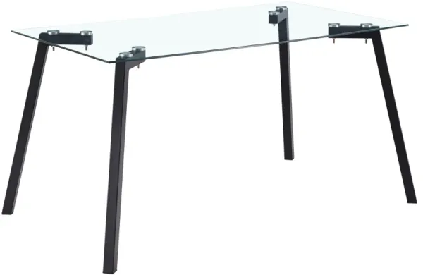Hivvago Modern Minimalist Rectangular Tempered Glass Dining Table with Metal Legs
