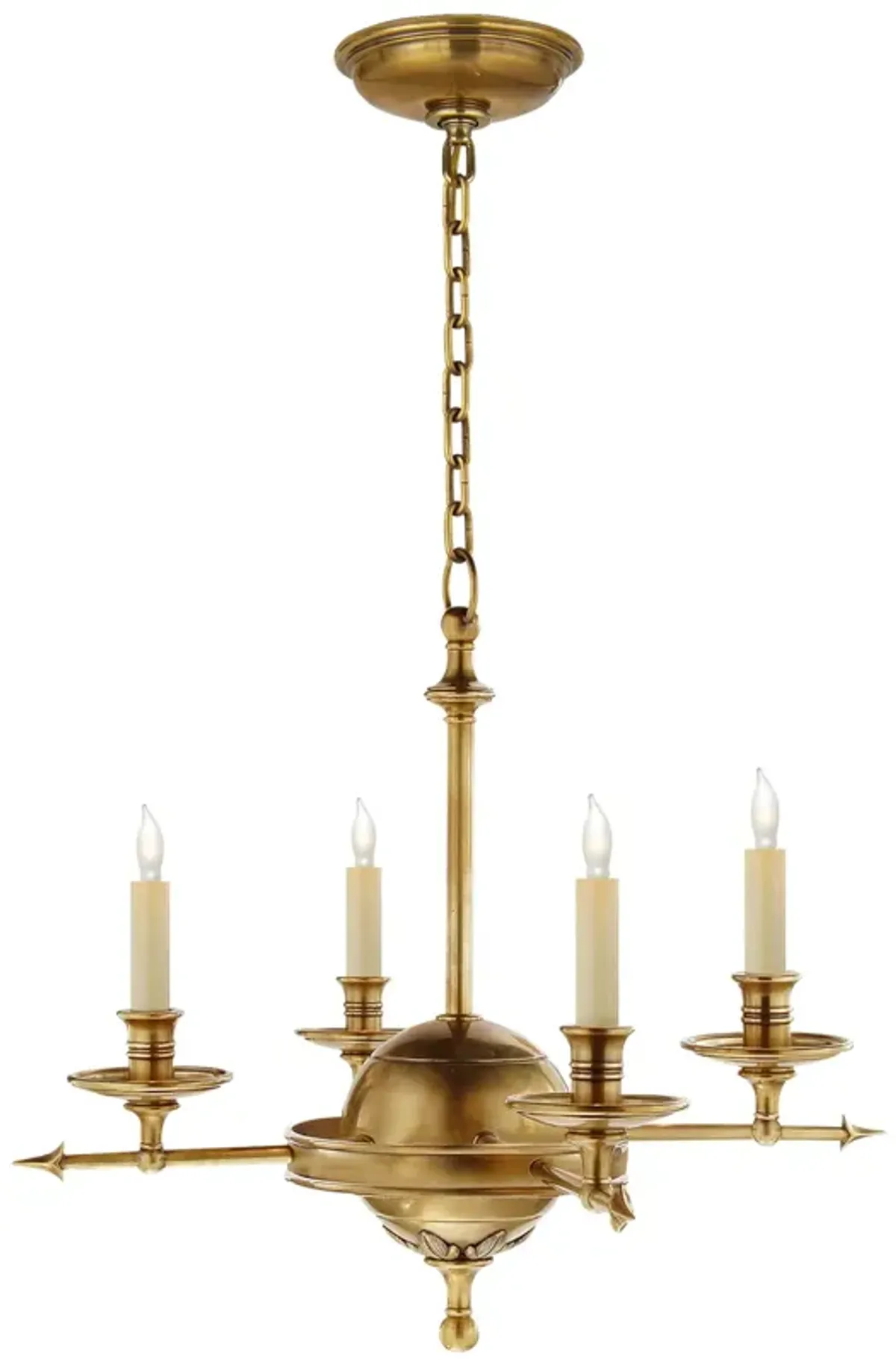 Leaf and Arrow Large Chandelier in Antique-Burnished Brass