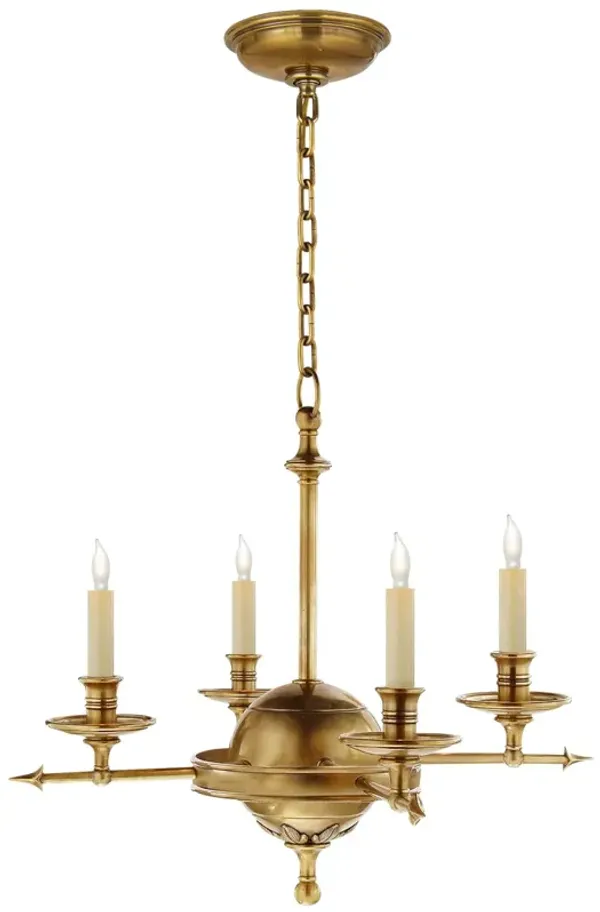Leaf and Arrow Large Chandelier in Antique-Burnished Brass
