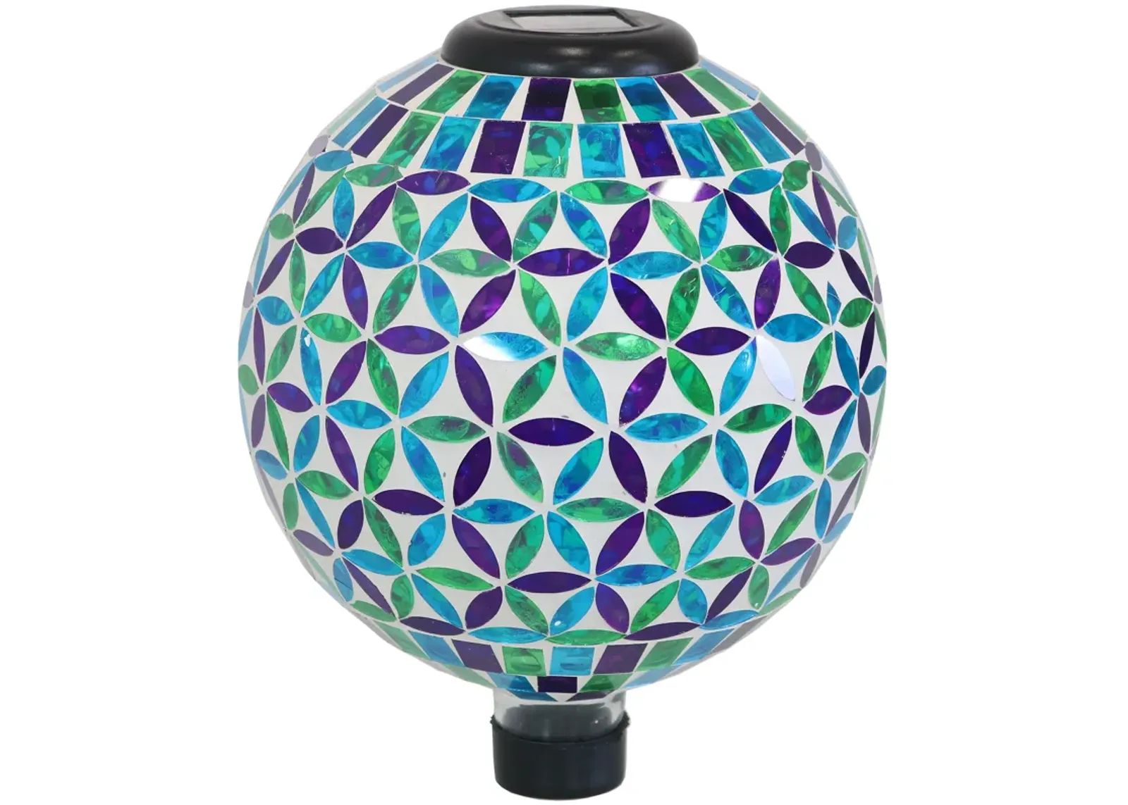 Sunnydaze Cool Blooms Glass Gazing Ball with Solar Light - 10 in