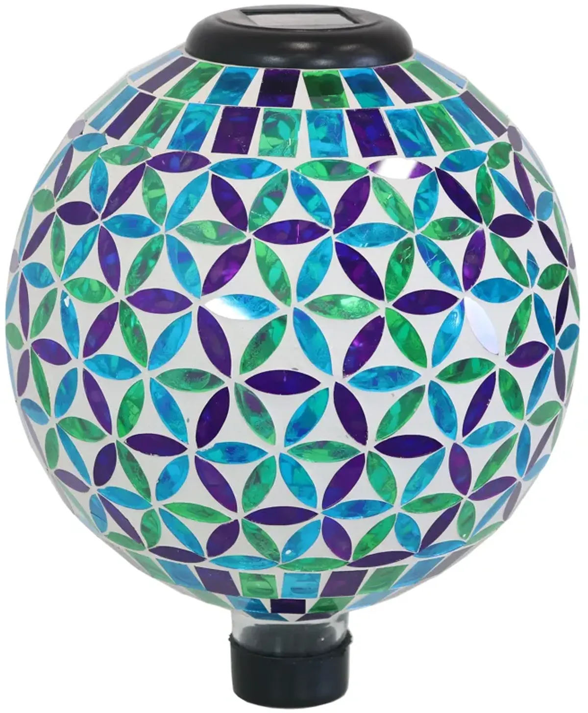 Sunnydaze Cool Blooms Glass Gazing Ball with Solar Light - 10 in