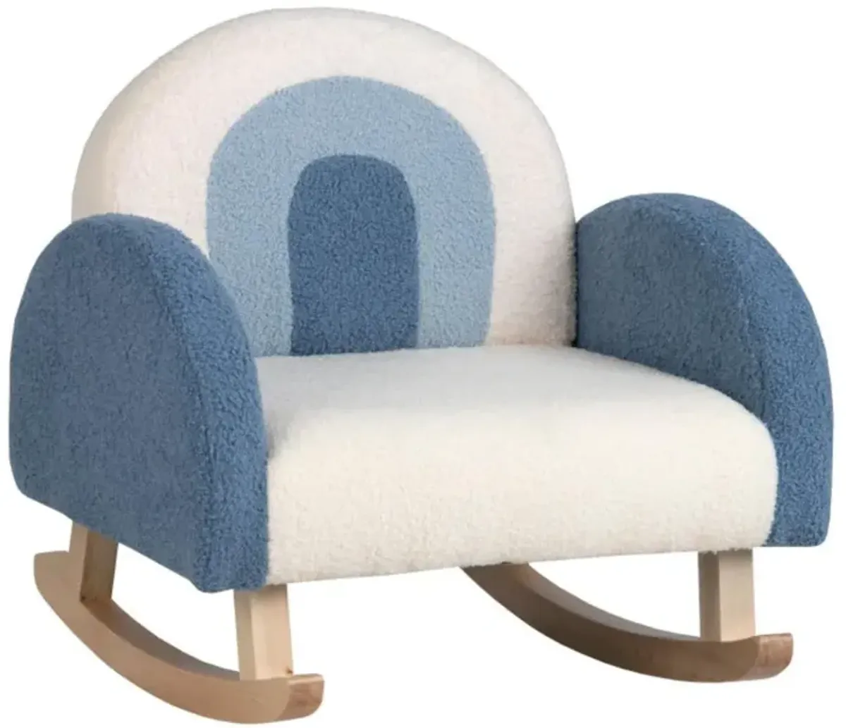 Hivvago Kids Rocking Chair Children Velvet Upholstered Sofa with Solid Wood Legs