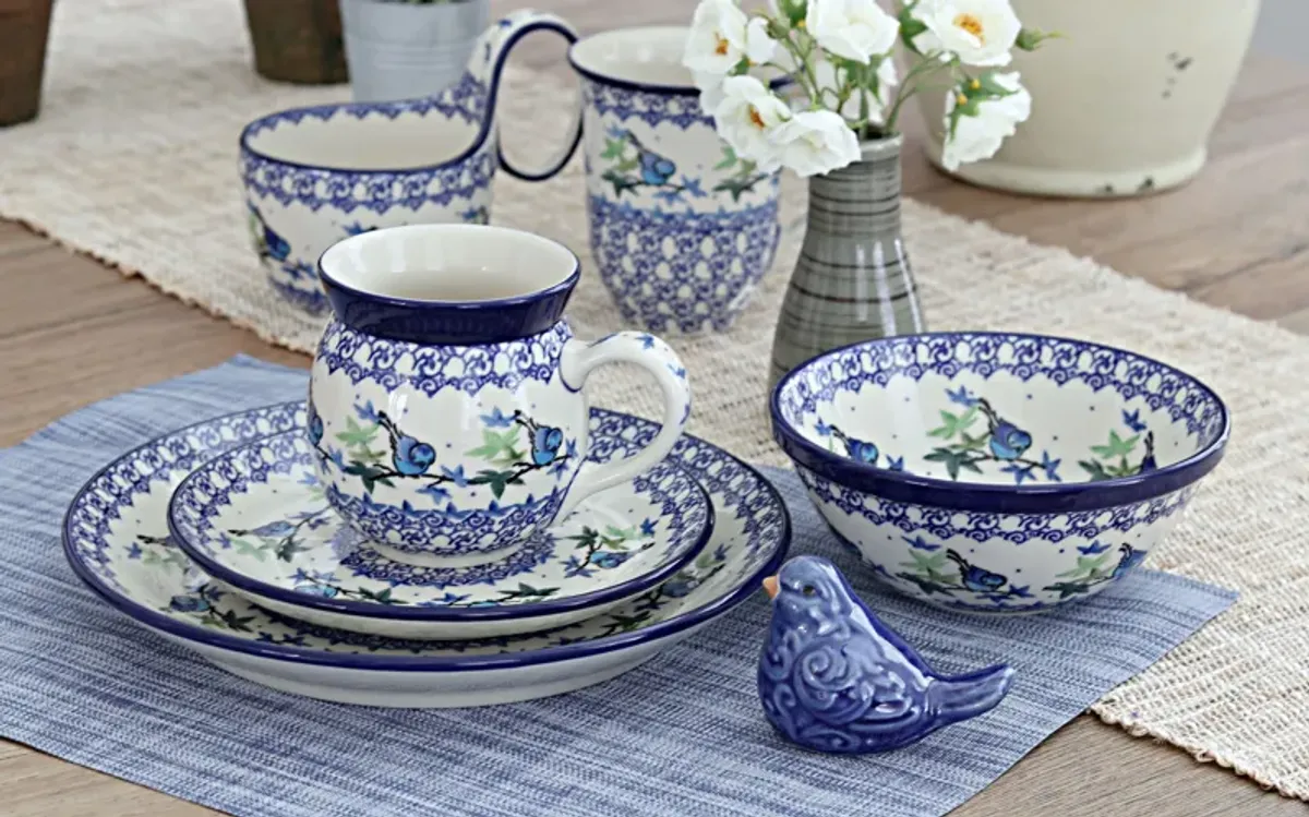 Blue Rose Polish Pottery Large Coffee Mug