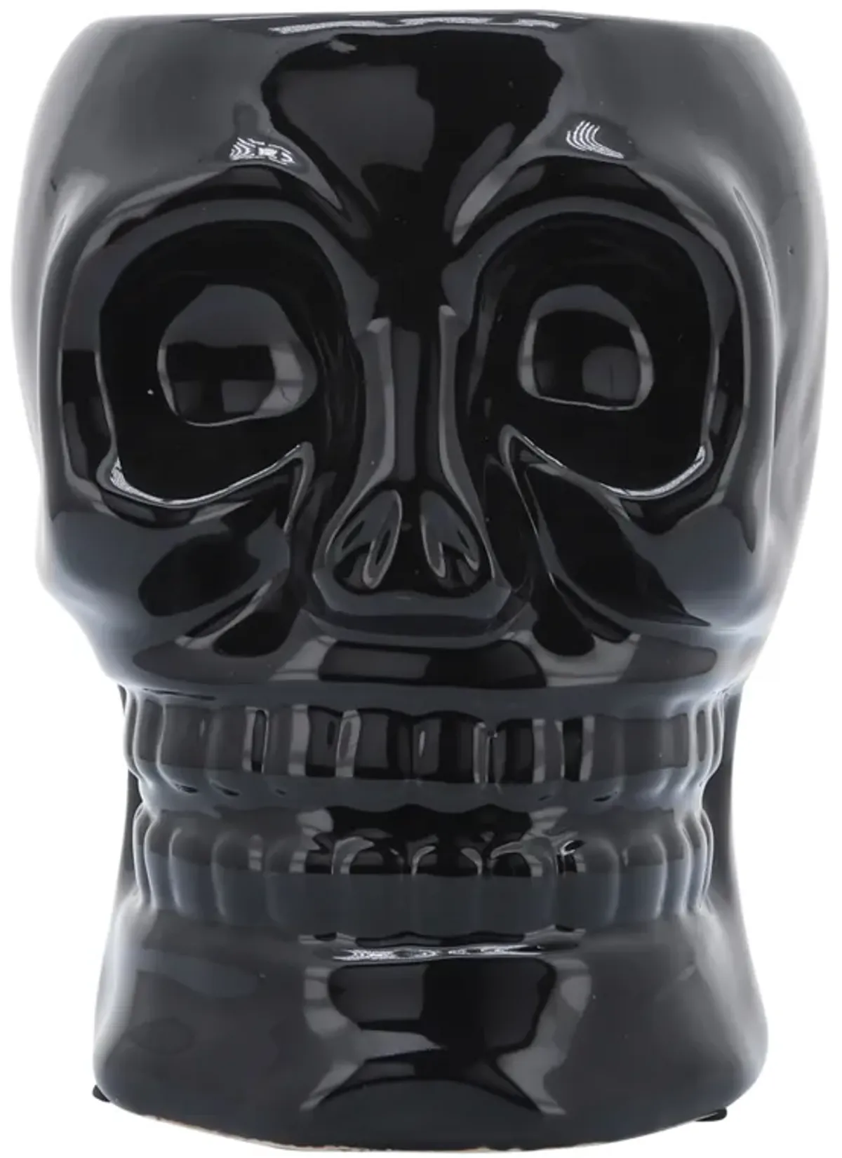 Cer, 6" Skull Vase, Black