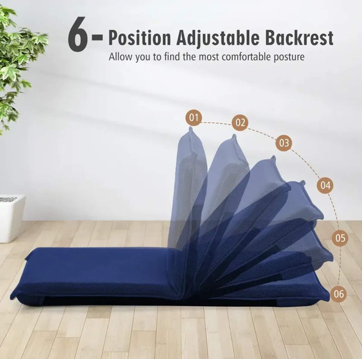 Adjustable 6 positions Folding Lazy Man Sofa Chair Floor Chair