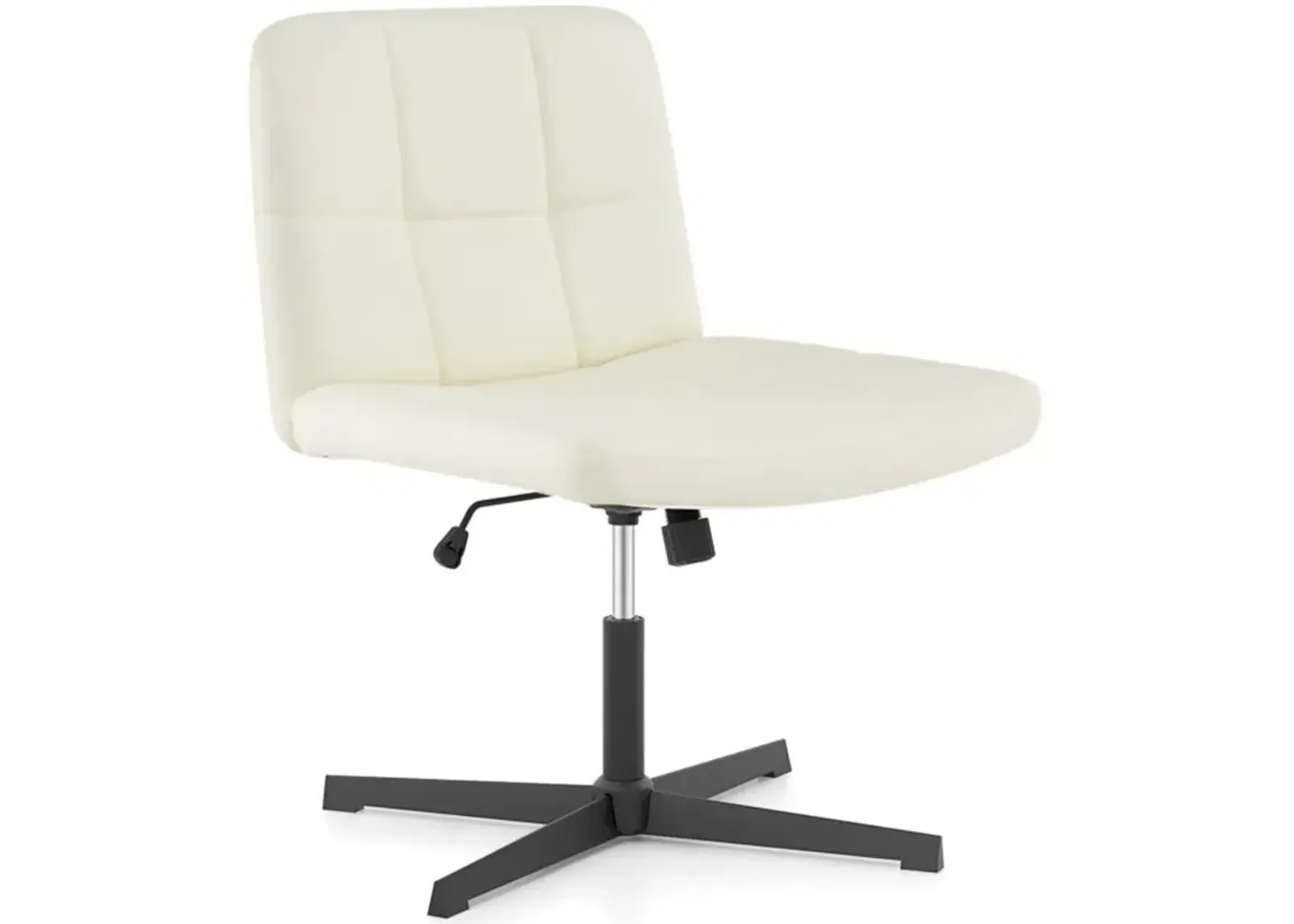 PU Leather Cross-Legged Office Chair with Oversized U-Shaped Seat for Home Office or Vanity