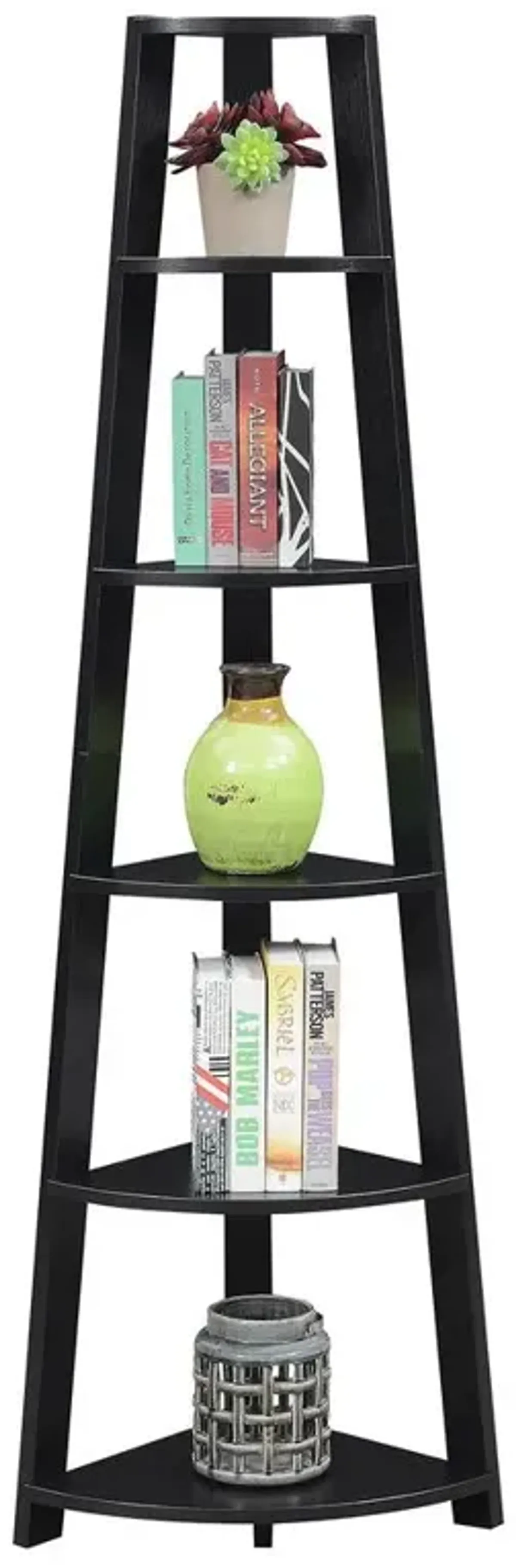 Convenience Concepts Newport 5 Tier Corner Bookshelf Black