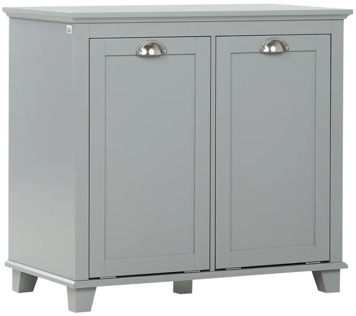 Gray Laundry Solution: Tilt-Out Two-Compartment Bathroom Sorter Cabinet