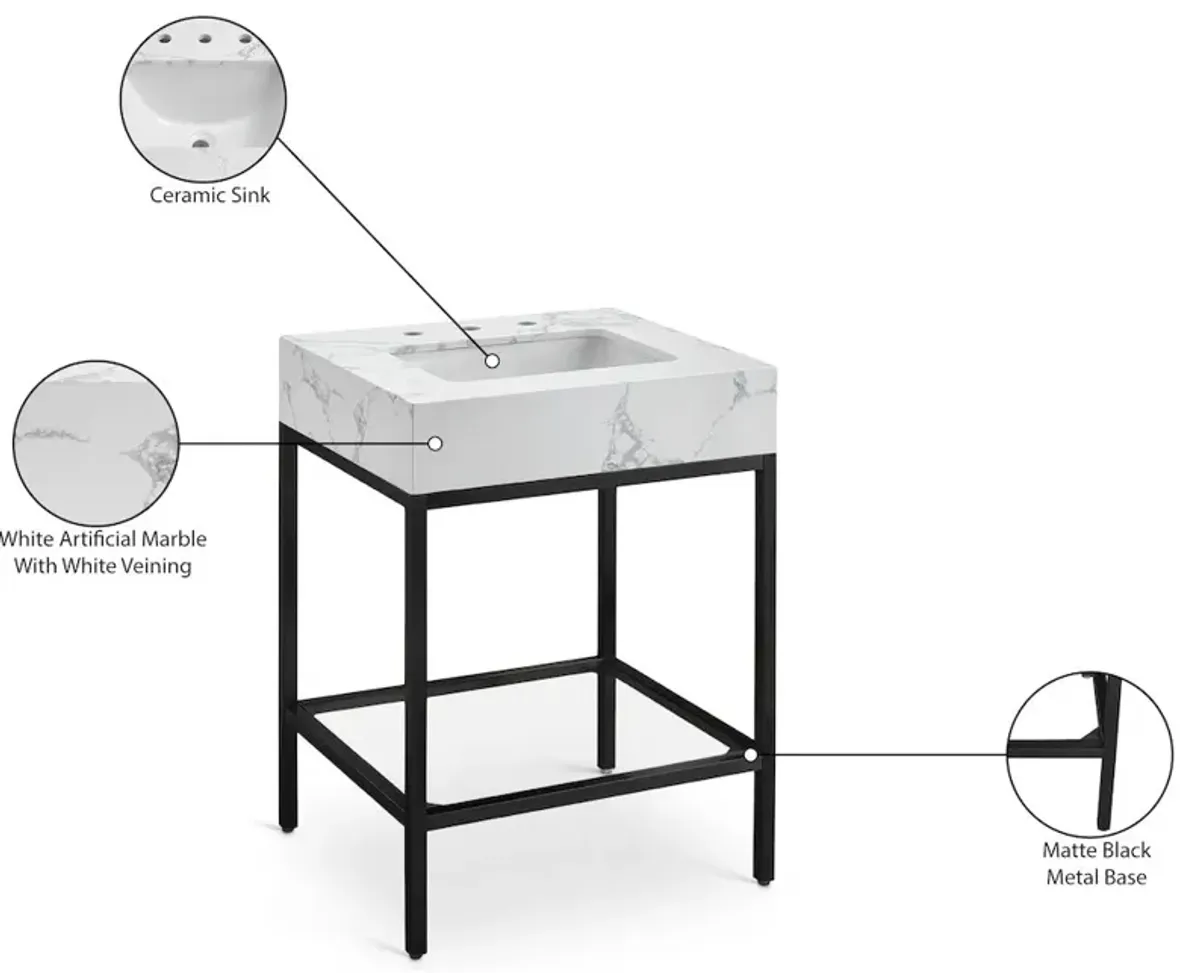 Meridian Furniture Marmo White Engineered Marble Bathroom Vanity
