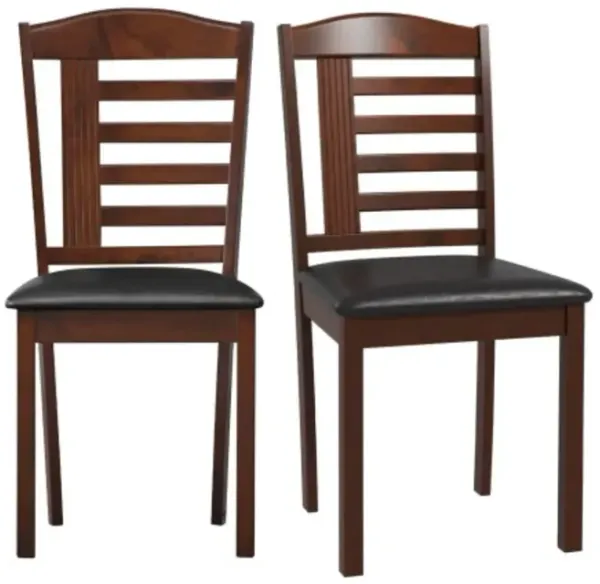 Hivvago Set of 2 Wood Kitchen Chairs with Faux Leather Upholstered Seat in Black