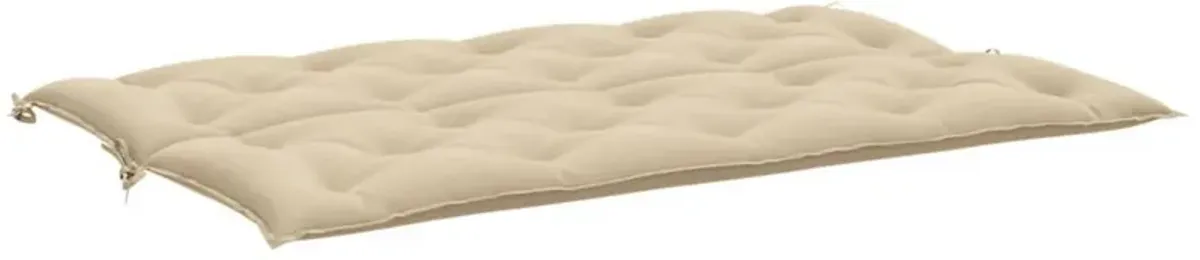Claire 2pc Outdoor Cushion for Bench, Tufted Beige Oxford Fabric - Benzara